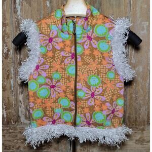 NICKNACKPATTYWACK Whimsical Y2K Colorful Vest With Fringe Trim Girl's sz 6